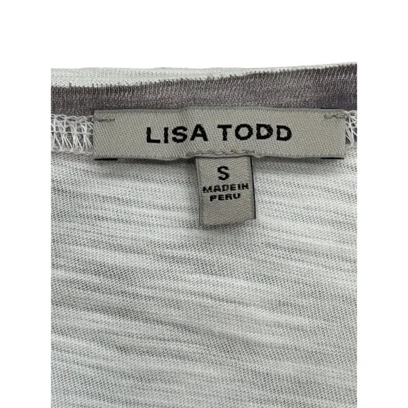 Lisa Todd Long Sleeve Soft Top Blue Gray White Cotton Womens Size S - Picture 4 of 8